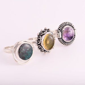 3 Sterling Silver Rings - (A98)